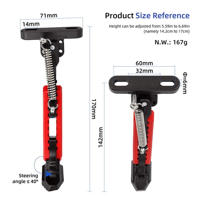 Pata de cabra ajustable para Xiaomi M365/Pro /Pro2/1S/MI3 (negro-rojo) - Imagen 3